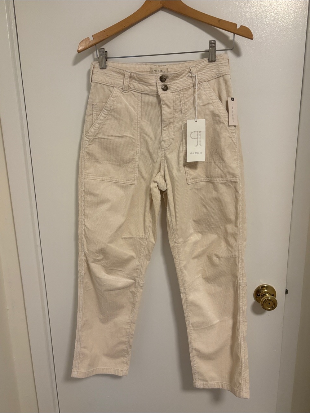 Pilcro Off-White Utility Carpenter Pants